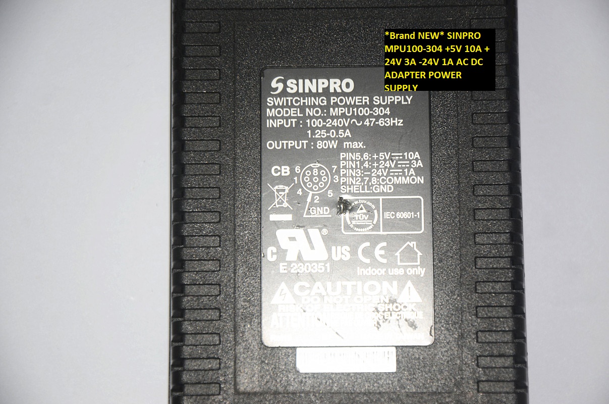 *Brand NEW* +24V 3A SINPRO +5V 10A MPU100-304 -24V 1A AC DC ADAPTER POWER SUPPLY - Click Image to Close